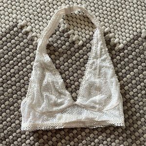 Victoria’s Secret White Lace Halter Bralette Size S